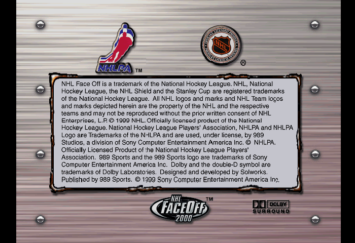 NHL Faceoff 2000 Title Screen
